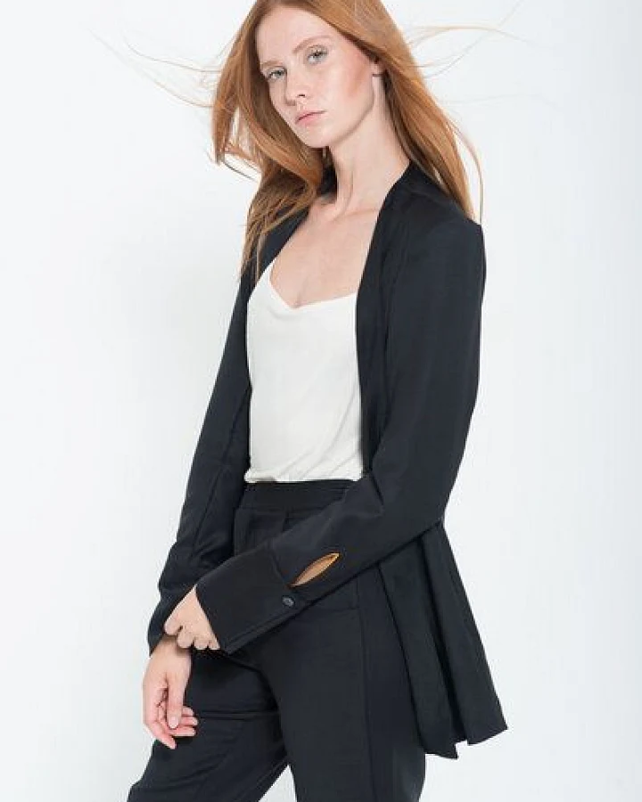 Yuna Miray Lang geschnittener Blazer/Jacke mit Manschette "Blazer Yuna" schwarz und anthrazit