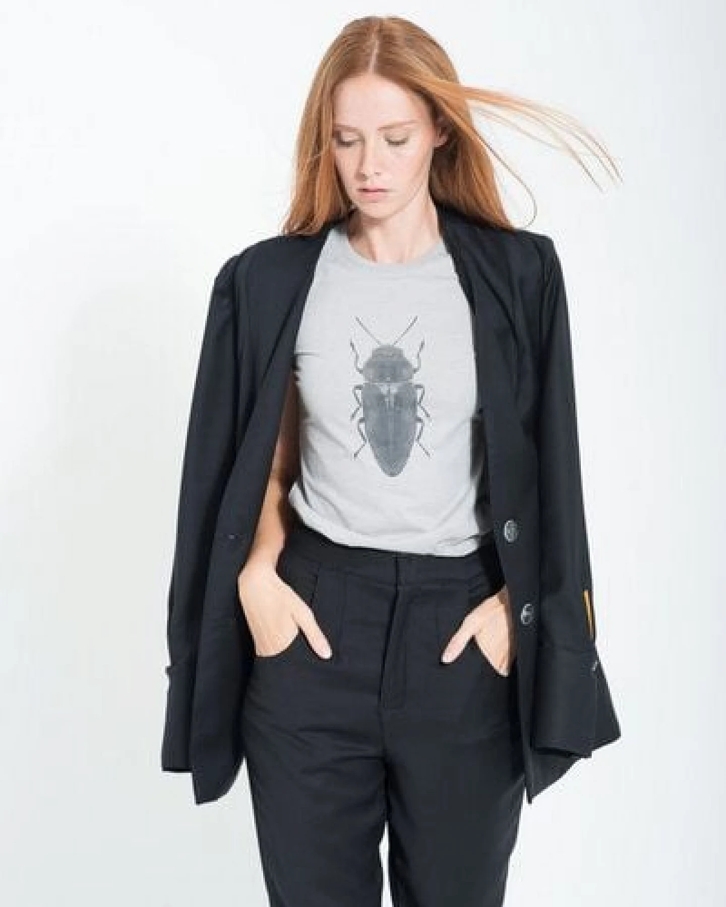 Yuna Miray Lang geschnittener Blazer/Jacke mit Manschette "Blazer Yuna" schwarz und anthrazit – Ansicht 3