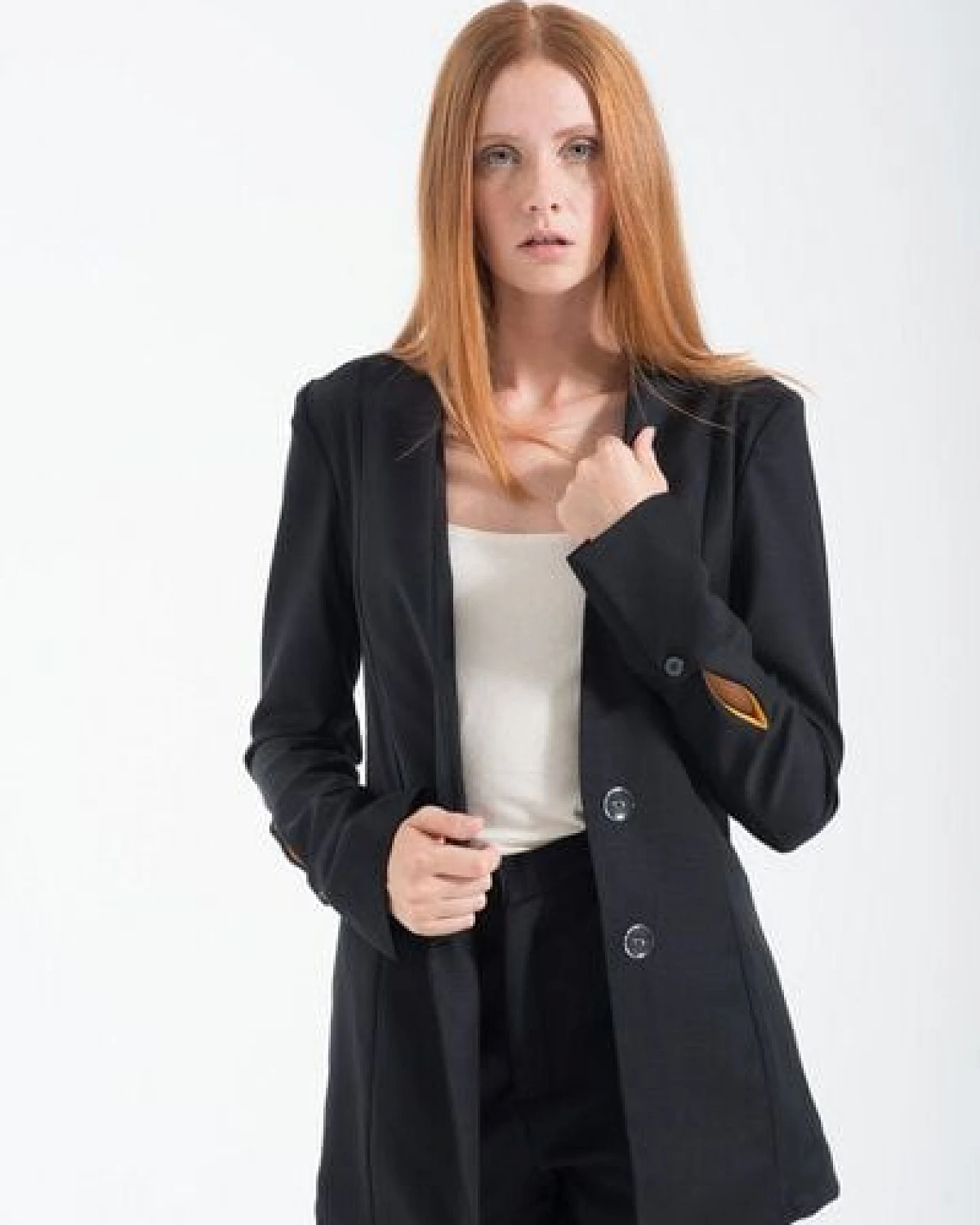 Yuna Miray Lang geschnittener Blazer/Jacke mit Manschette "Blazer Yuna" schwarz und anthrazit – Ansicht 3