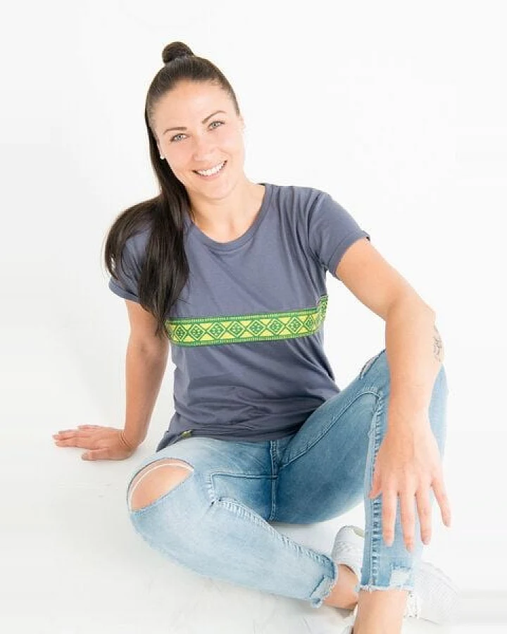 Maishameanslife Kudhinda Stripe - Frauen T-shirt - Charcoal Grau