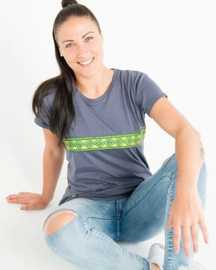 Maishameanslife Kudhinda Stripe - Frauen T-shirt - Charcoal Grau
