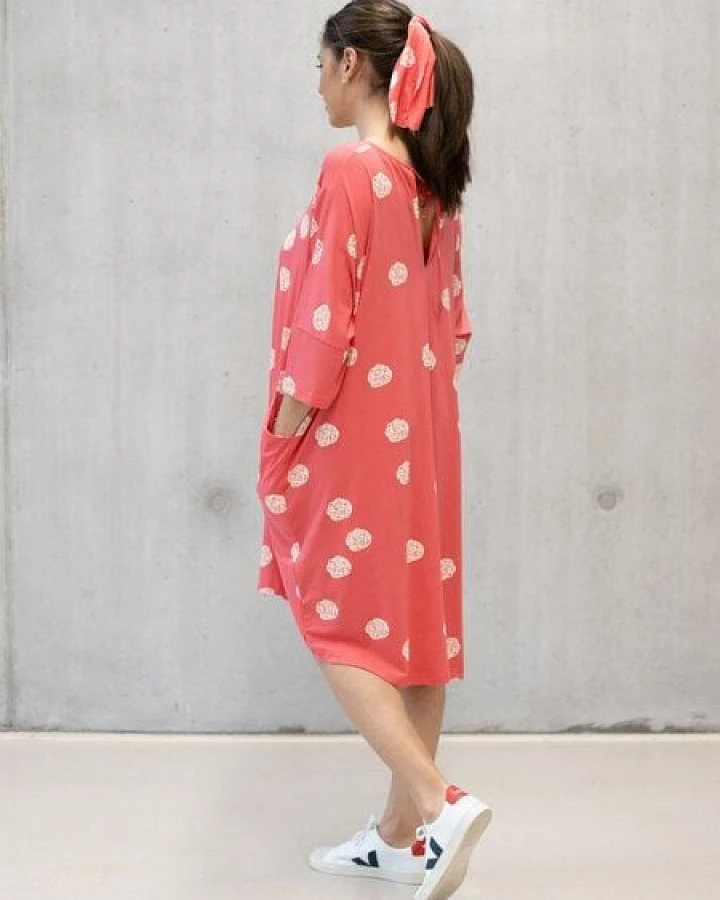 CORA happywear Damen Kleid aus Eukalyptus Faser "Carlotta" rosa mit Allover print