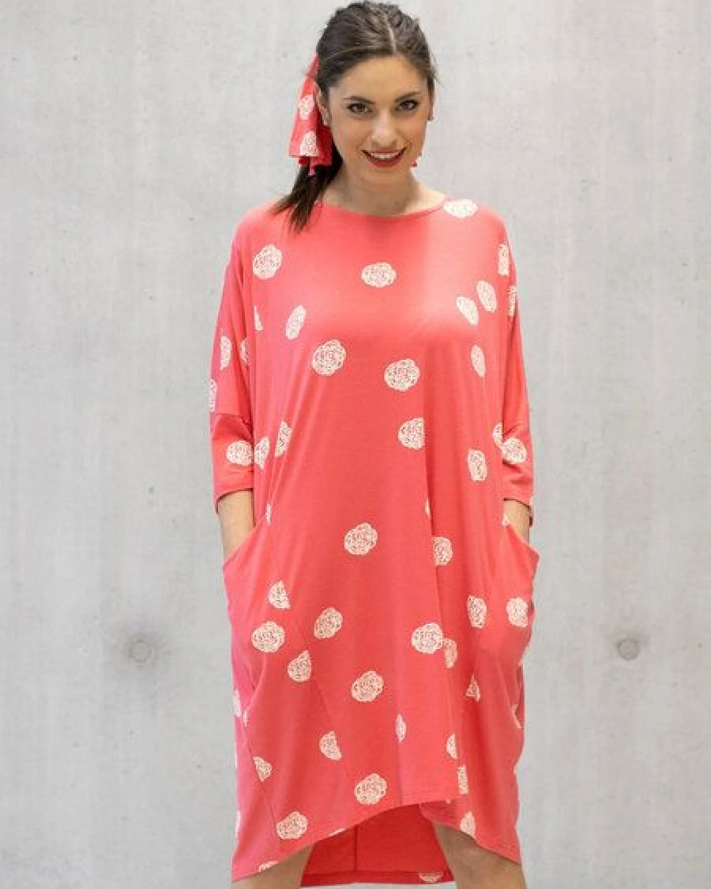 CORA happywear Damen Kleid aus Eukalyptus Faser "Carlotta" rosa mit Allover print – Ansicht 3