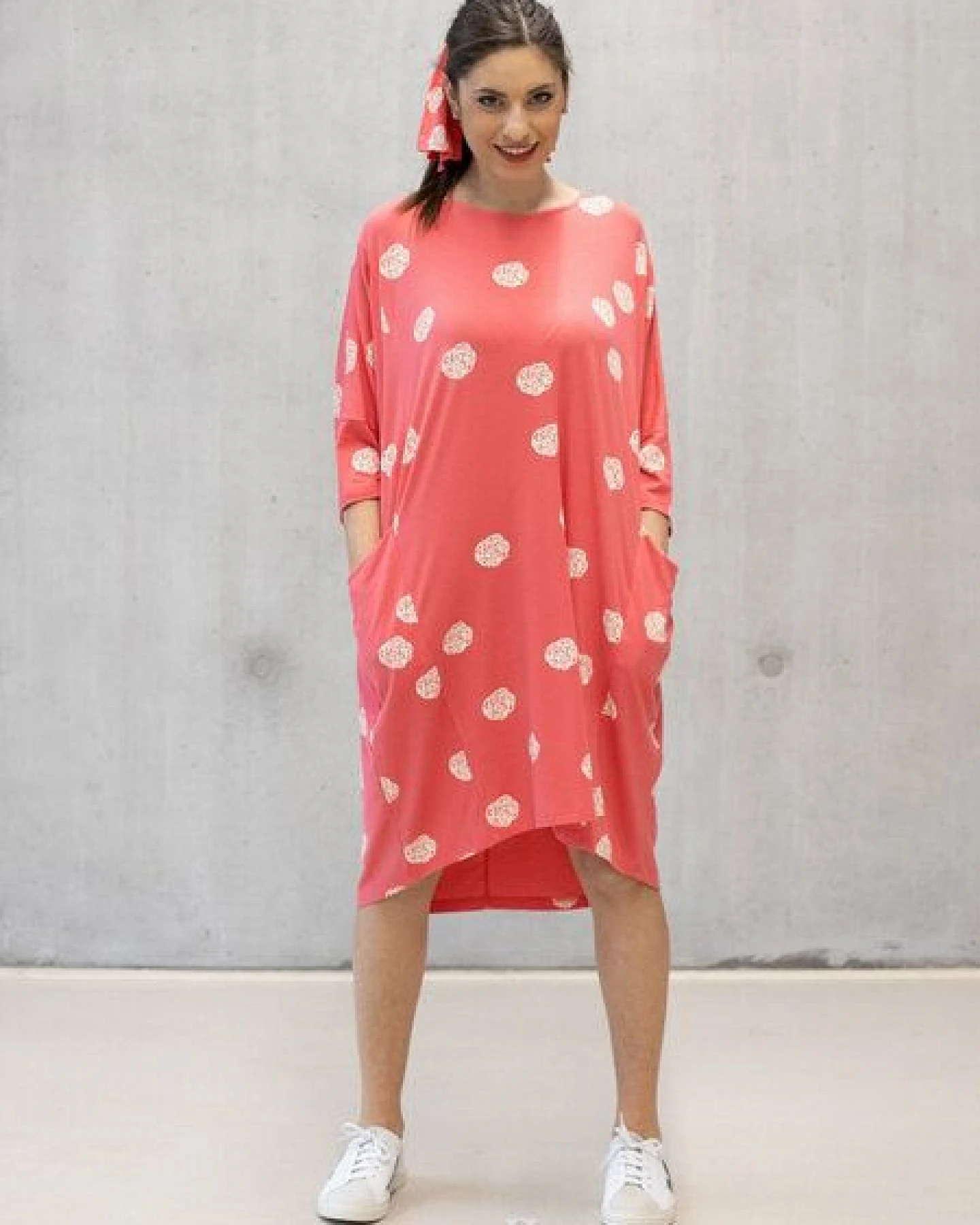 CORA happywear Damen Kleid aus Eukalyptus Faser "Carlotta" rosa mit Allover print – Ansicht 2