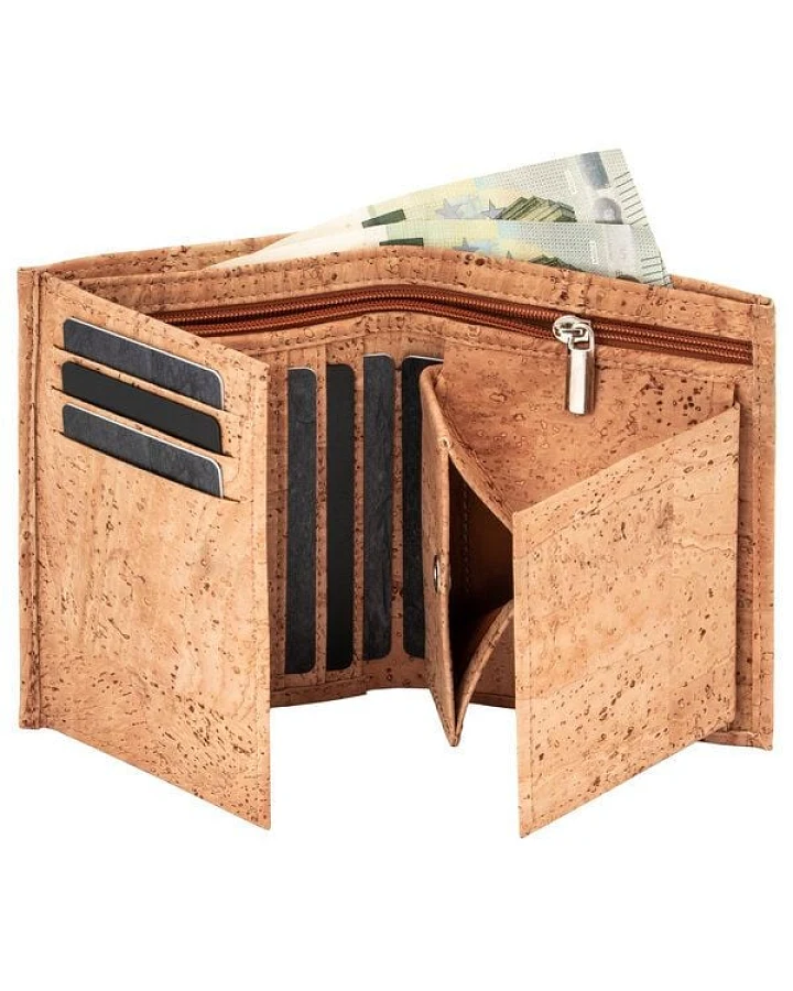 Simaru Premium Herrengeldbörse aus Kork mit Wiener Schachtel & RFID-Schutz