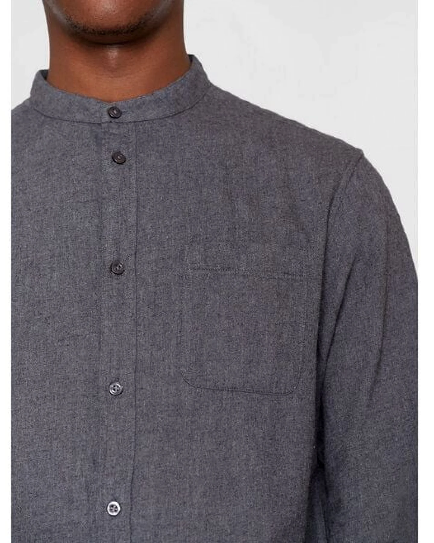 KnowledgeCotton Apparel Flanellhemd mit Stehkragen - Elder Regular Fit - aus Biobaumwolle – Ansicht 4