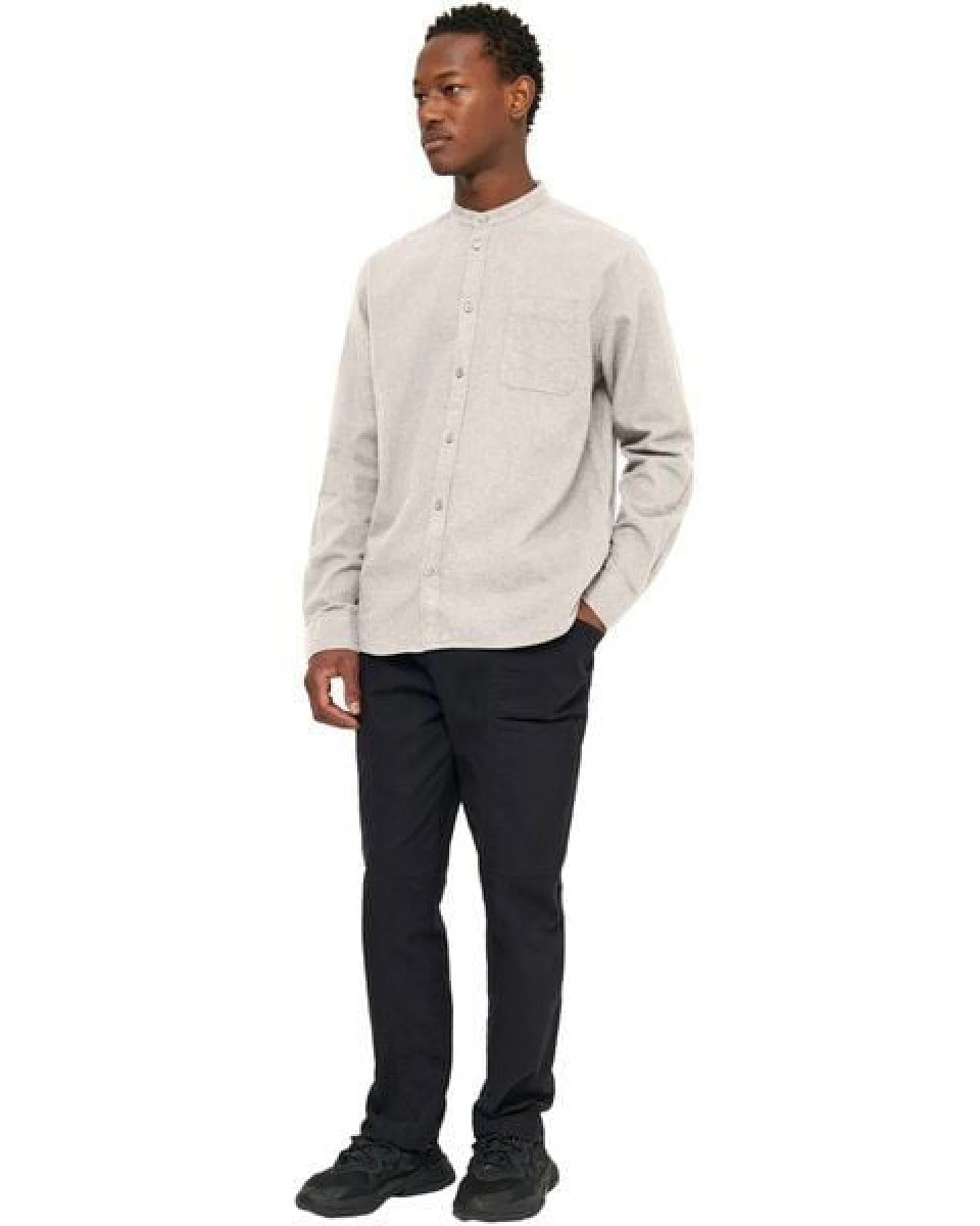 KnowledgeCotton Apparel Flanellhemd mit Stehkragen - Elder Regular Fit - aus Biobaumwolle – Ansicht 4