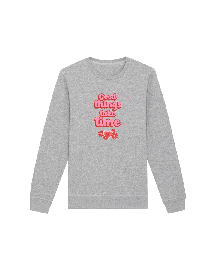 Oat Milk Club Damen vegan Sweatshirt Good Things Take Time Unisex Grau