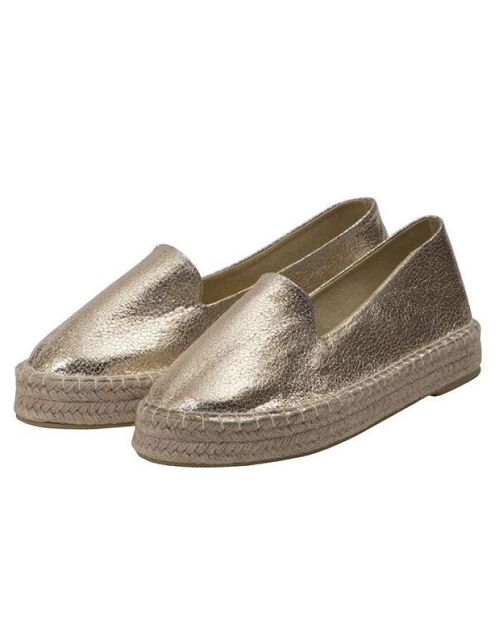 Japanwelt Espadrilles Damen Espadrilles Plateau Metallic Glitzer Sommerlatschen Plateausohle
