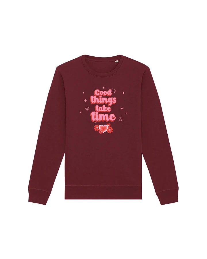 Oat Milk Club Damen vegan Sweatshirt Good Things Take Time Unisex Maroon