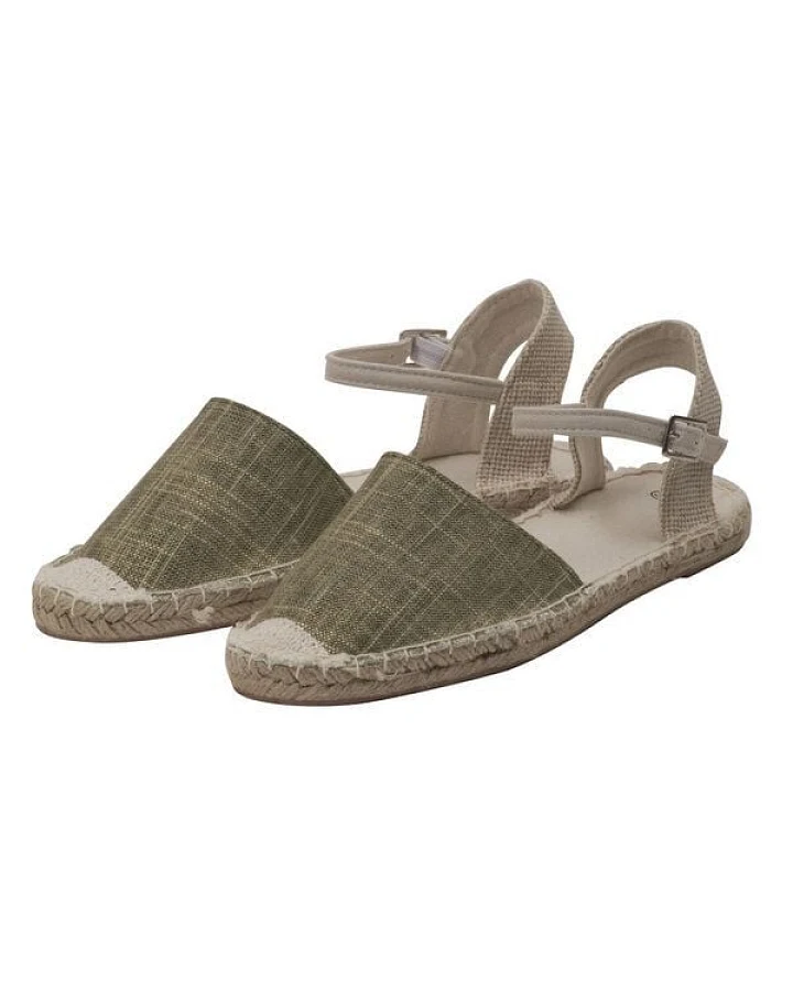 Japanwelt Espadrilles Damen Espadrilles Riemchen Canvas offen Slipper Sommersandalen