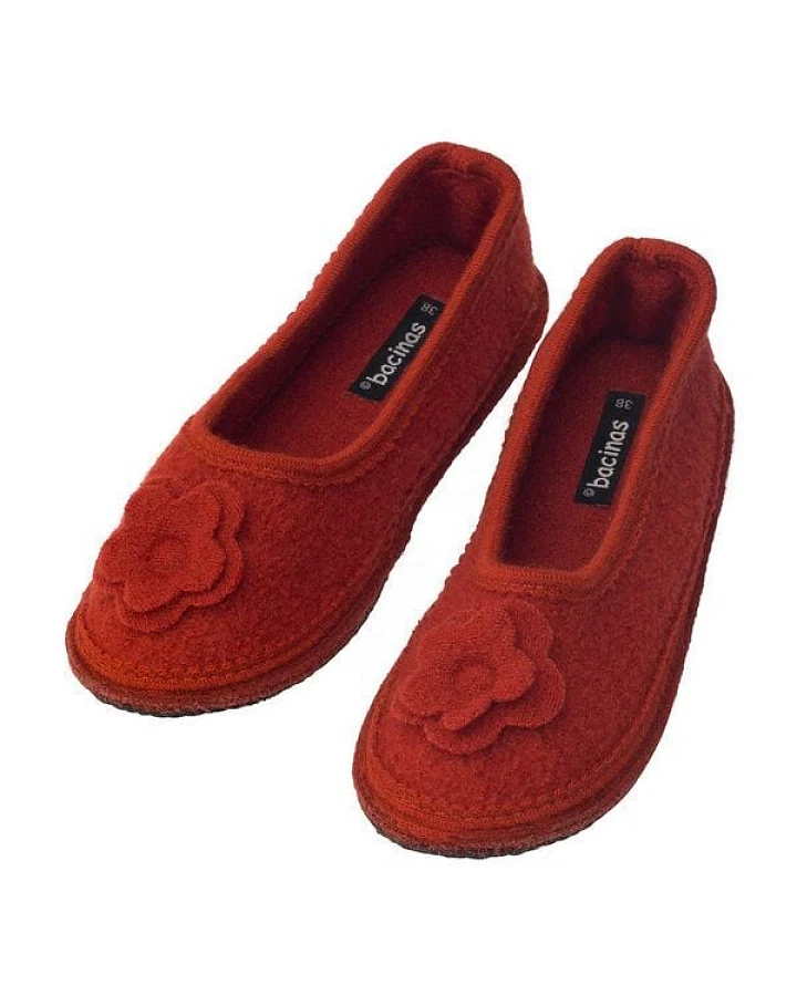 Bacinas Warme Ballerina Hausschuhe Damen Schurwolle Wollwalk Filzsohle