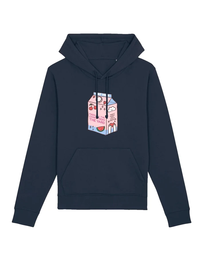 Oat Milk Club Damen vegan Hoodie Meine Hafermilch Befreit Alle Kühe Vom Hof Unisex Marineblau