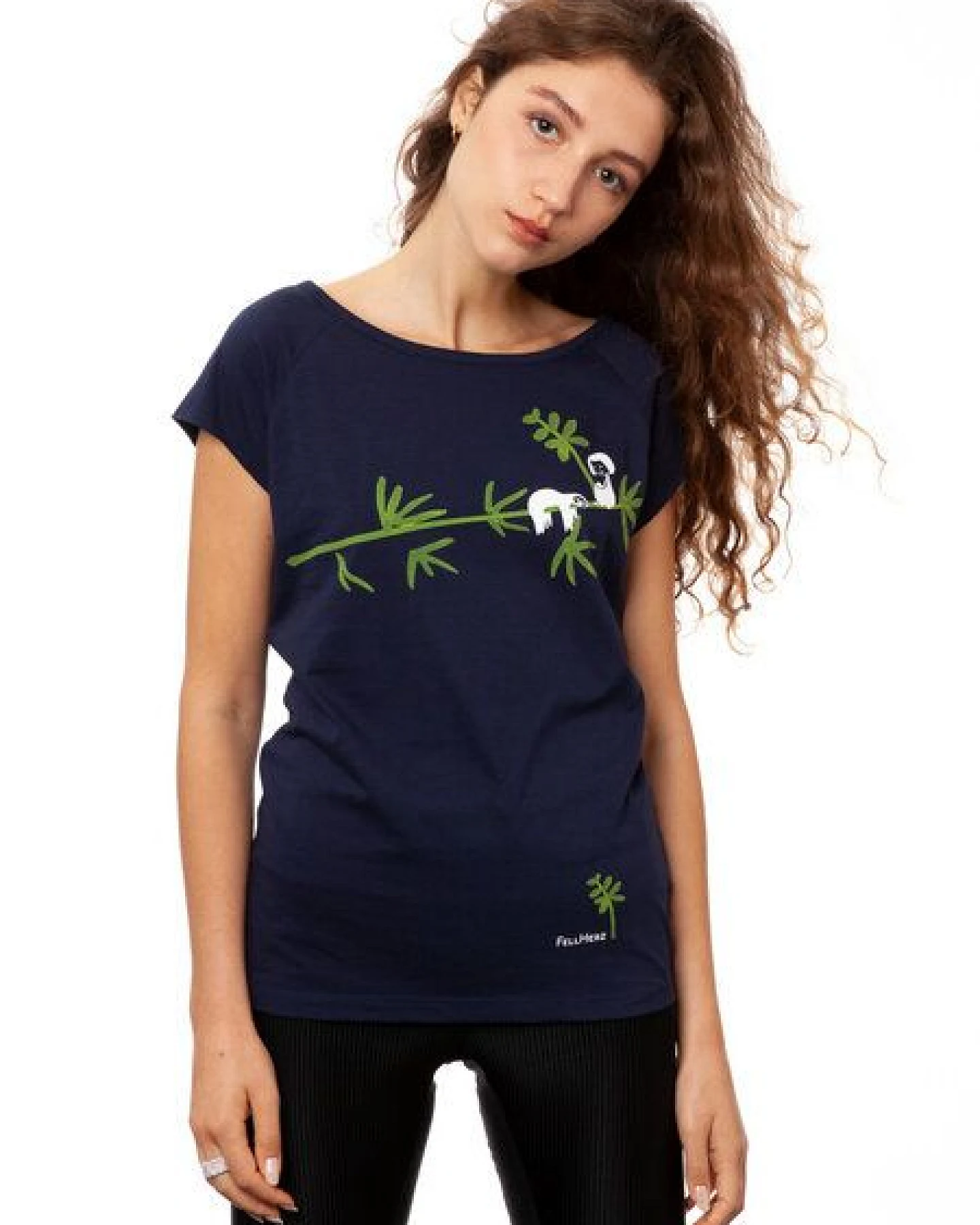 FellHerz Damen T-Shirt Faultier Bio Fair – Ansicht 3