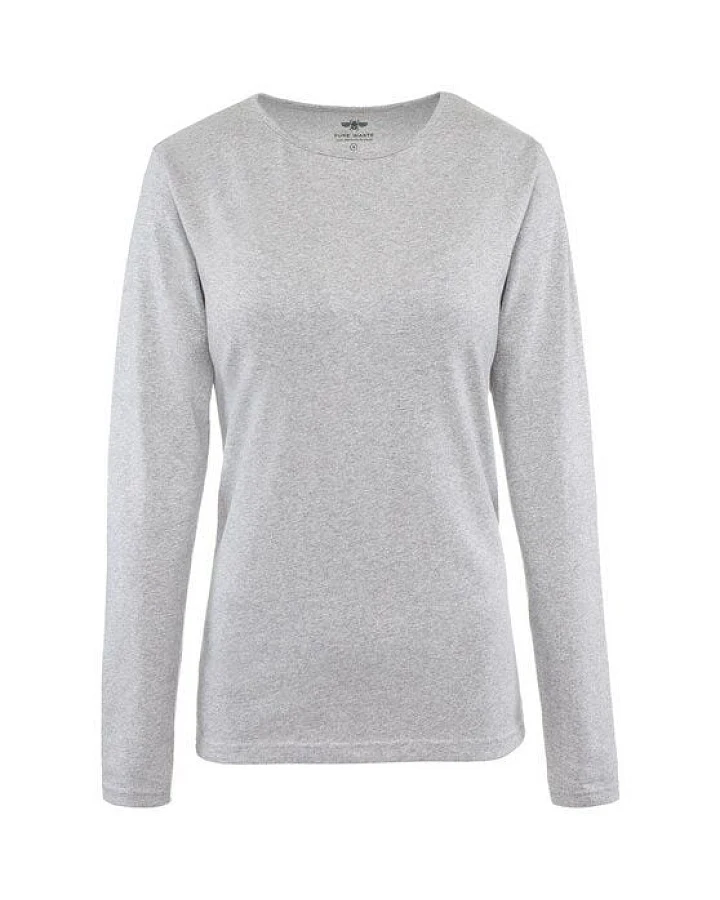 Pure Waste - Damen Long Sleeve T-Shirt, Grey Melange