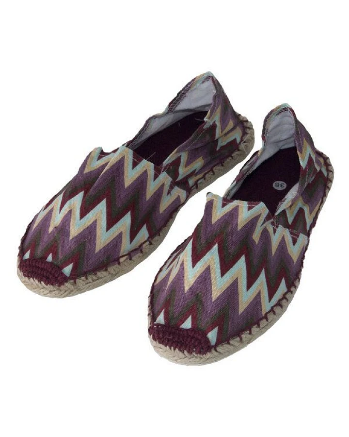 Japanwelt Espadrilles Espadrilles Canvas Unisex Sommerlatschen Leinen Zick-Zack-Streifen