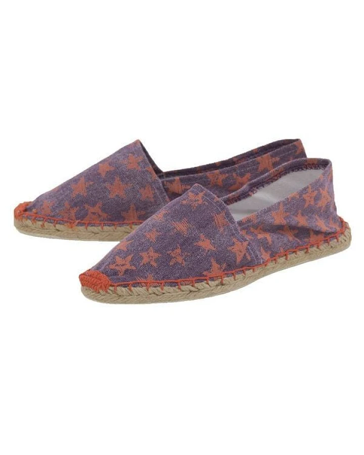 Japanwelt Espadrilles Espadrilles Canvas Unisex Sommerlatschen Leinen Sterne orange-lila