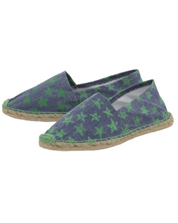 Japanwelt Espadrilles Espadrilles Canvas Unisex Sommerlatschen Leinen Sterne grün-blau