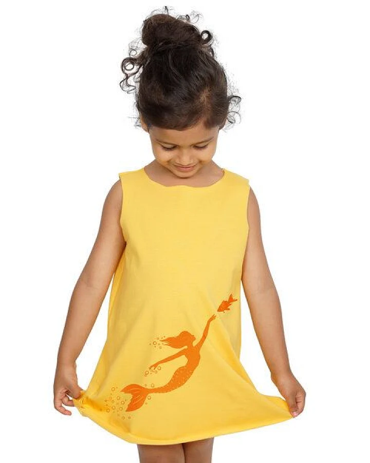 HANDGEDRUCKT Meerjungfrau Kinderkleidchen