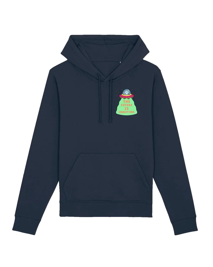 Oat Milk Club Damen vegan Hoodie The Future Is Cruelty Free Unisex Marineblau