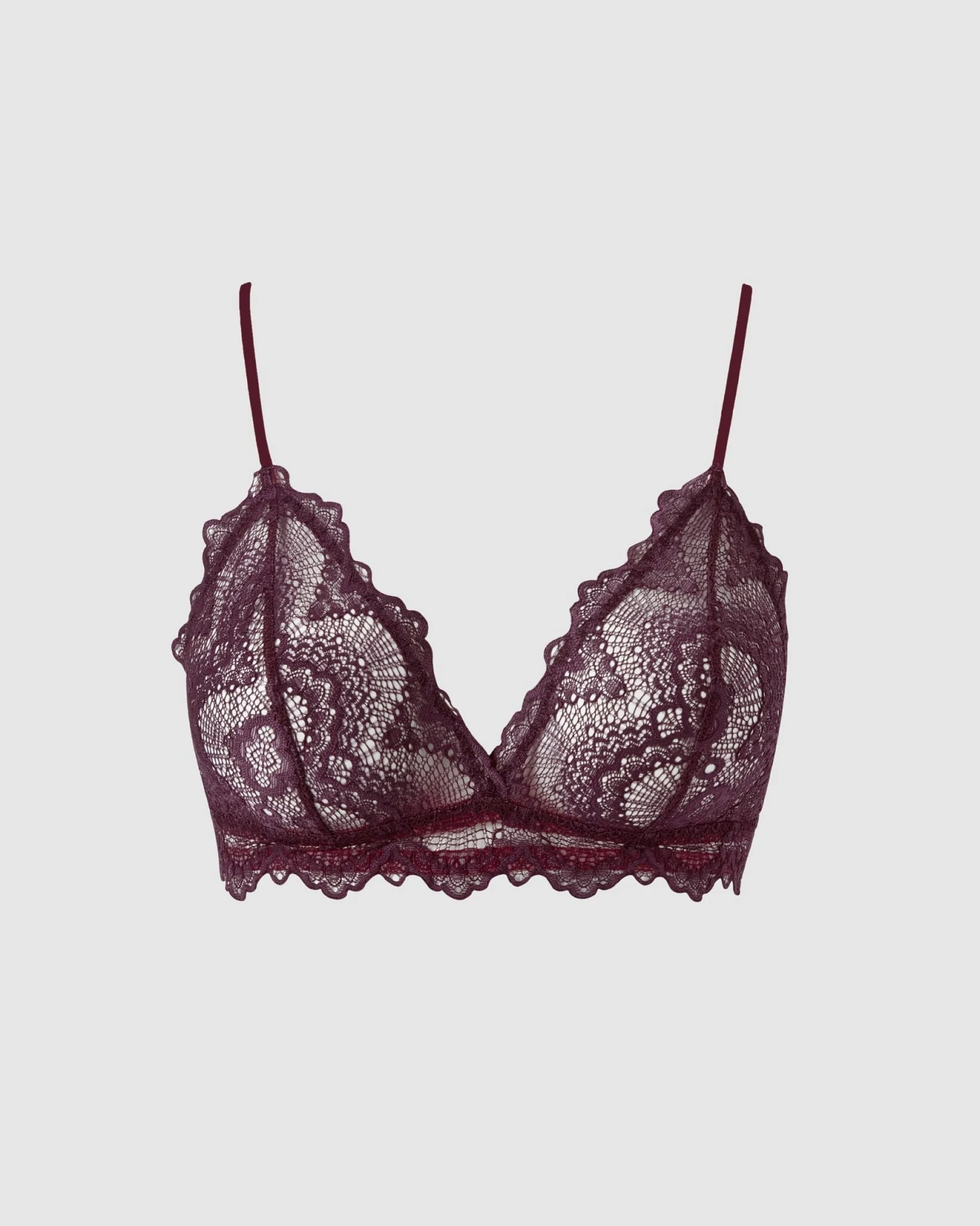 Understatement Damen vegan Spitze Triangel Bralette Kirsche – Ansicht 2