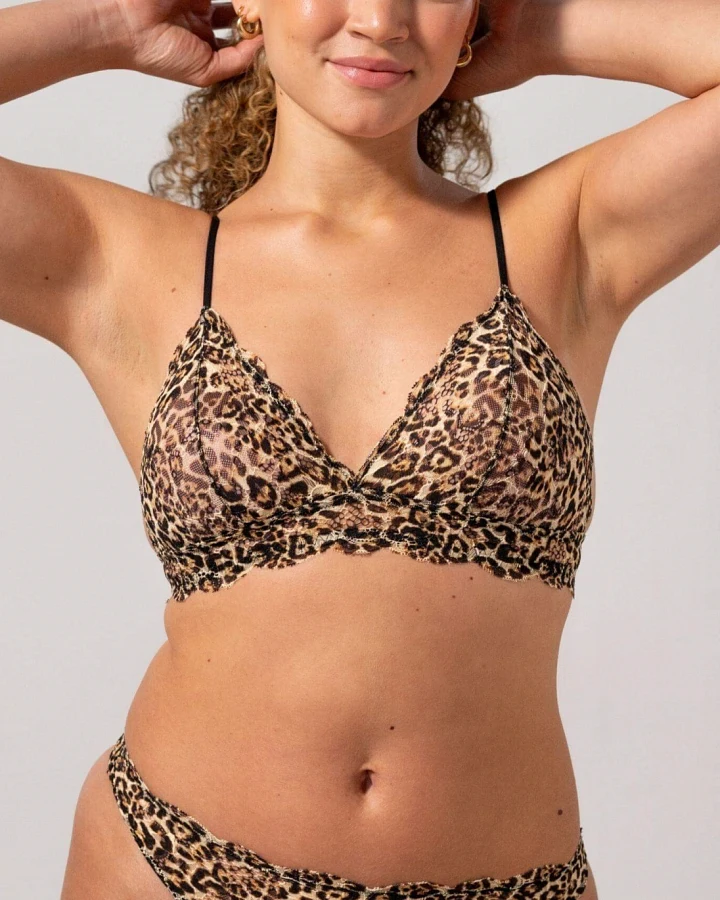Understatement Damen vegan Lace Triangle Bralette Leopard