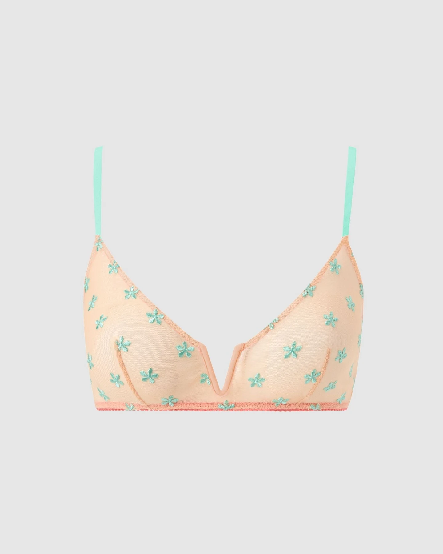 Understatement Damen vegan Balconette V Mesh Pfirsich & Türkis – Ansicht 2