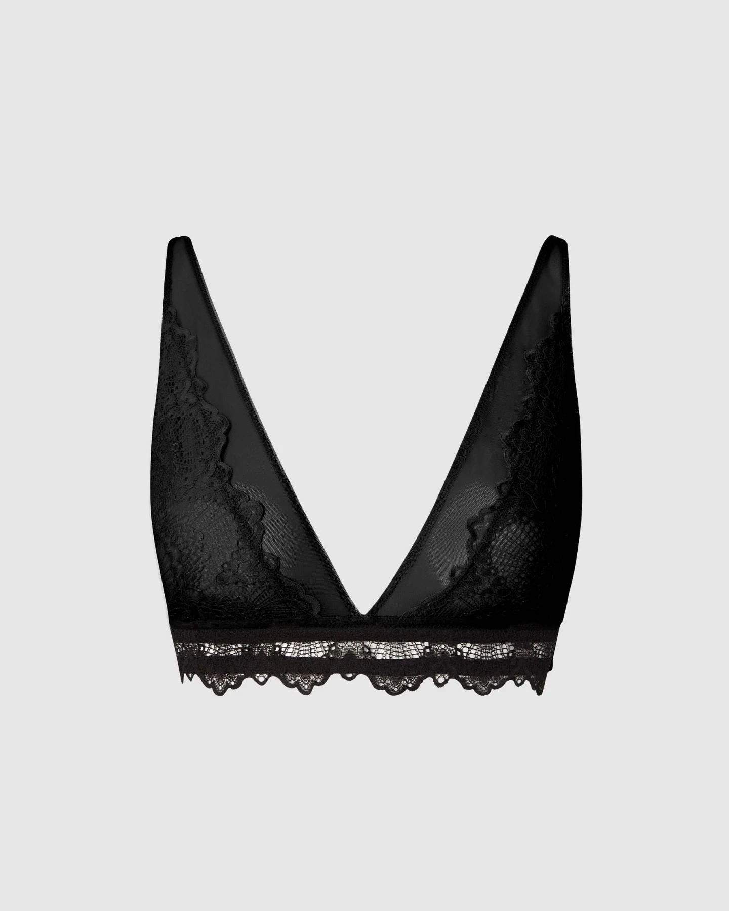 Understatement Damen vegan Spitze Plunge Bralette Schwarz – Ansicht 2
