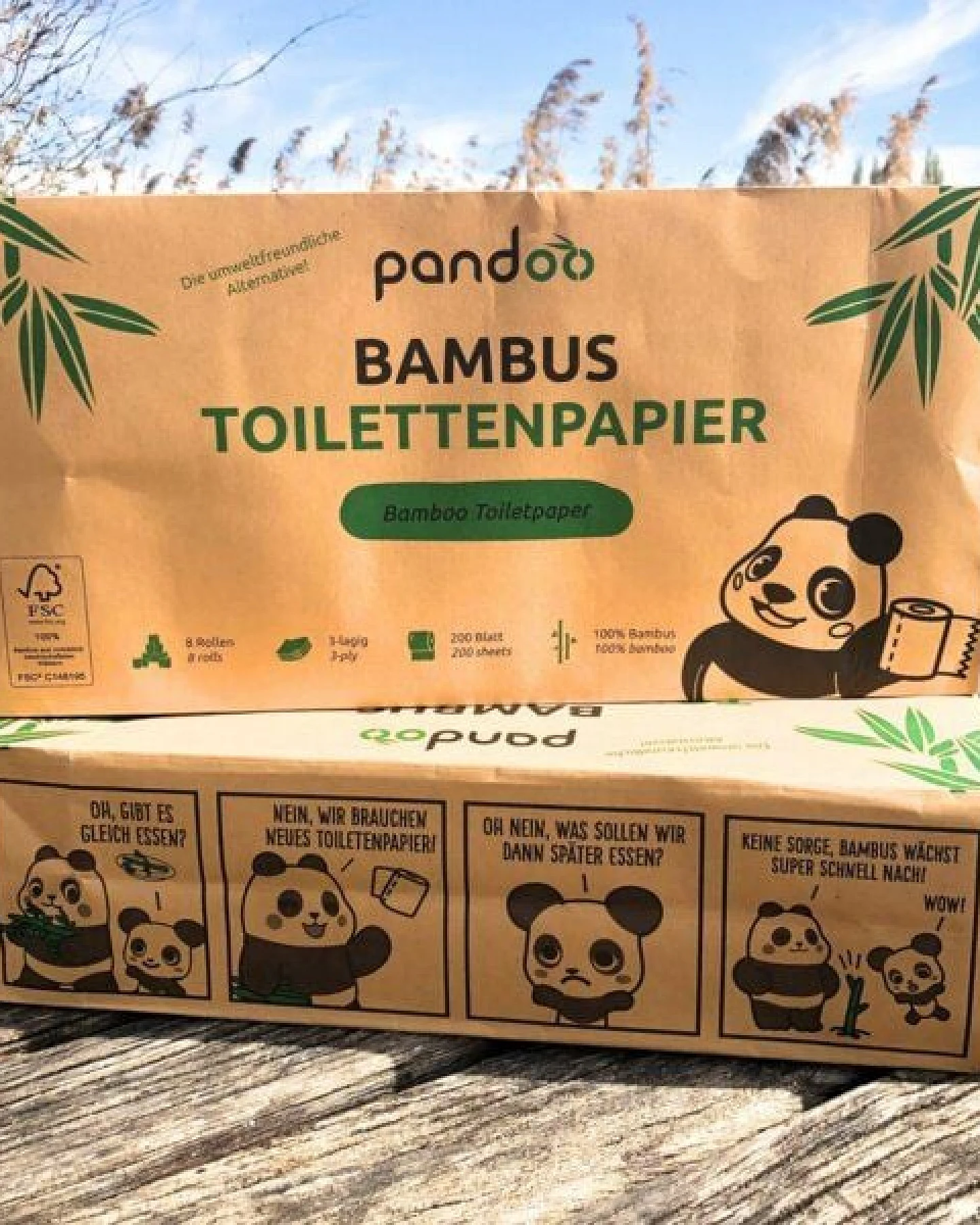 Pandoo Bambus Toilettenpapier - 8 Rollen á 200 Blatt - 3-lagig – Ansicht 4