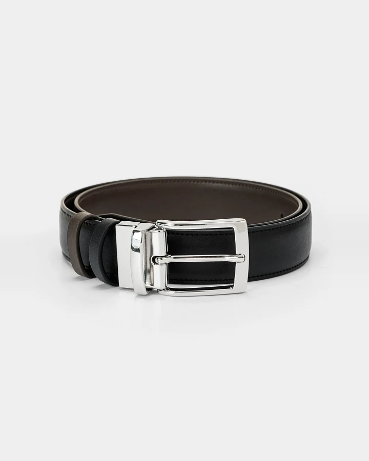 Solari Milano Herren vegan Gürtel Reversible Schwarz & Braun
