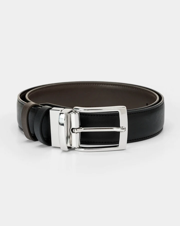 Solari Milano Herren vegan Gürtel Reversible Schwarz & Braun