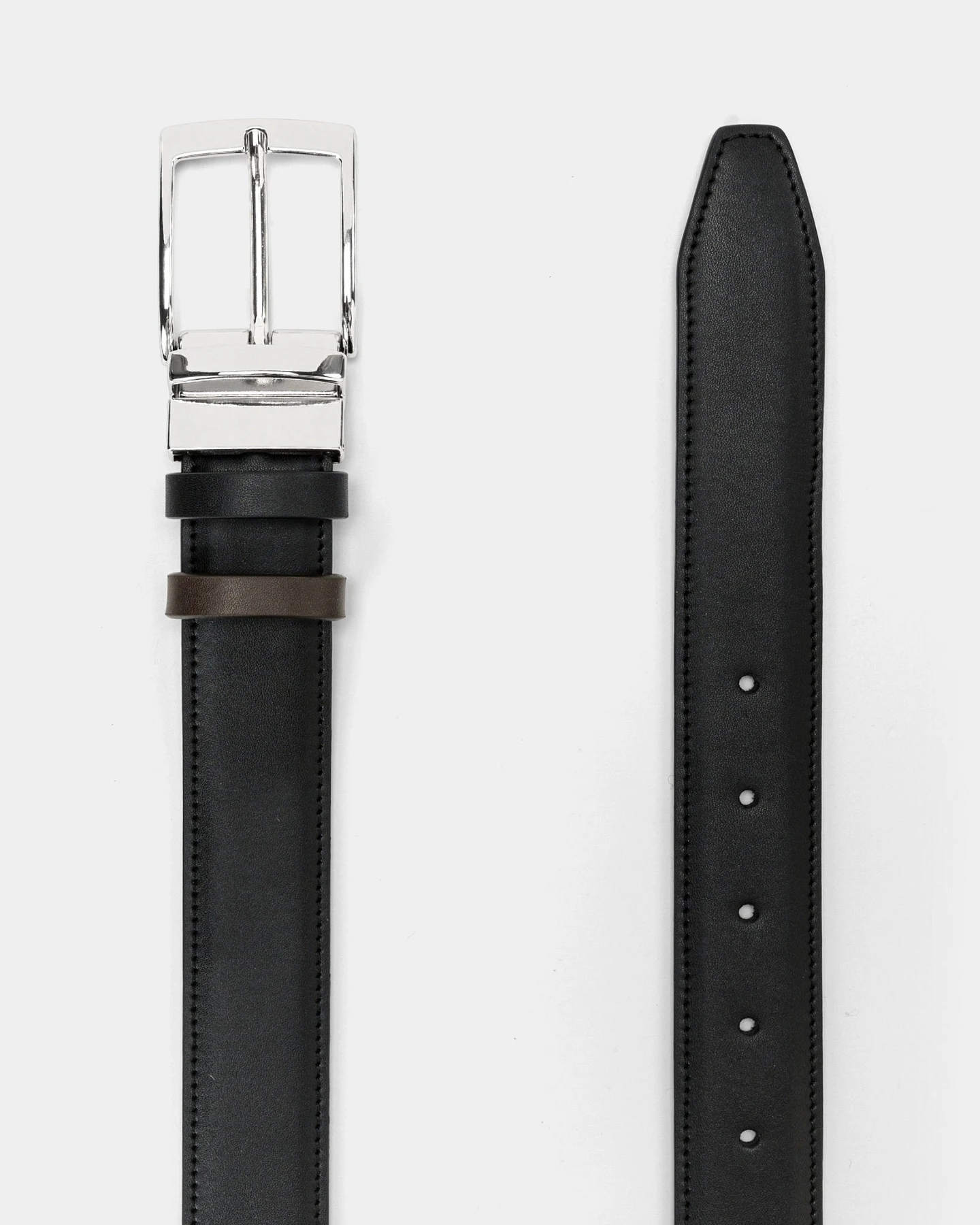 Solari Milano Herren vegan Gürtel Reversible Schwarz & Braun – Ansicht 2
