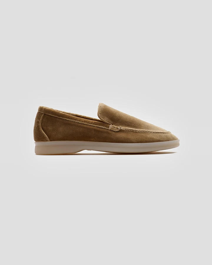 Solari Milano Damen vegan Loafer Samt Taupe Braun