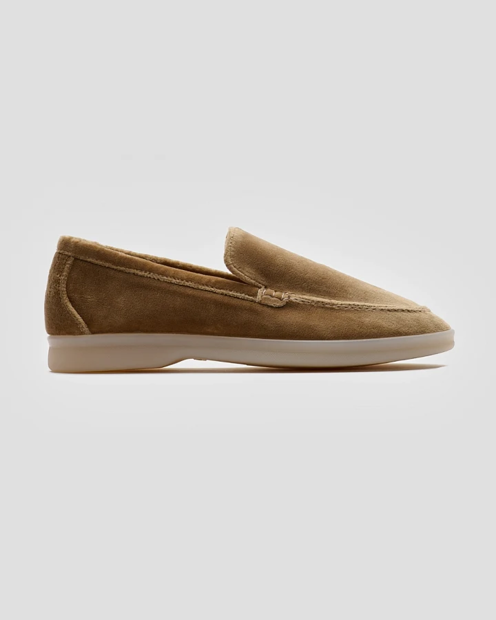 Solari Milano Damen vegan Loafer Samt Taupe Braun