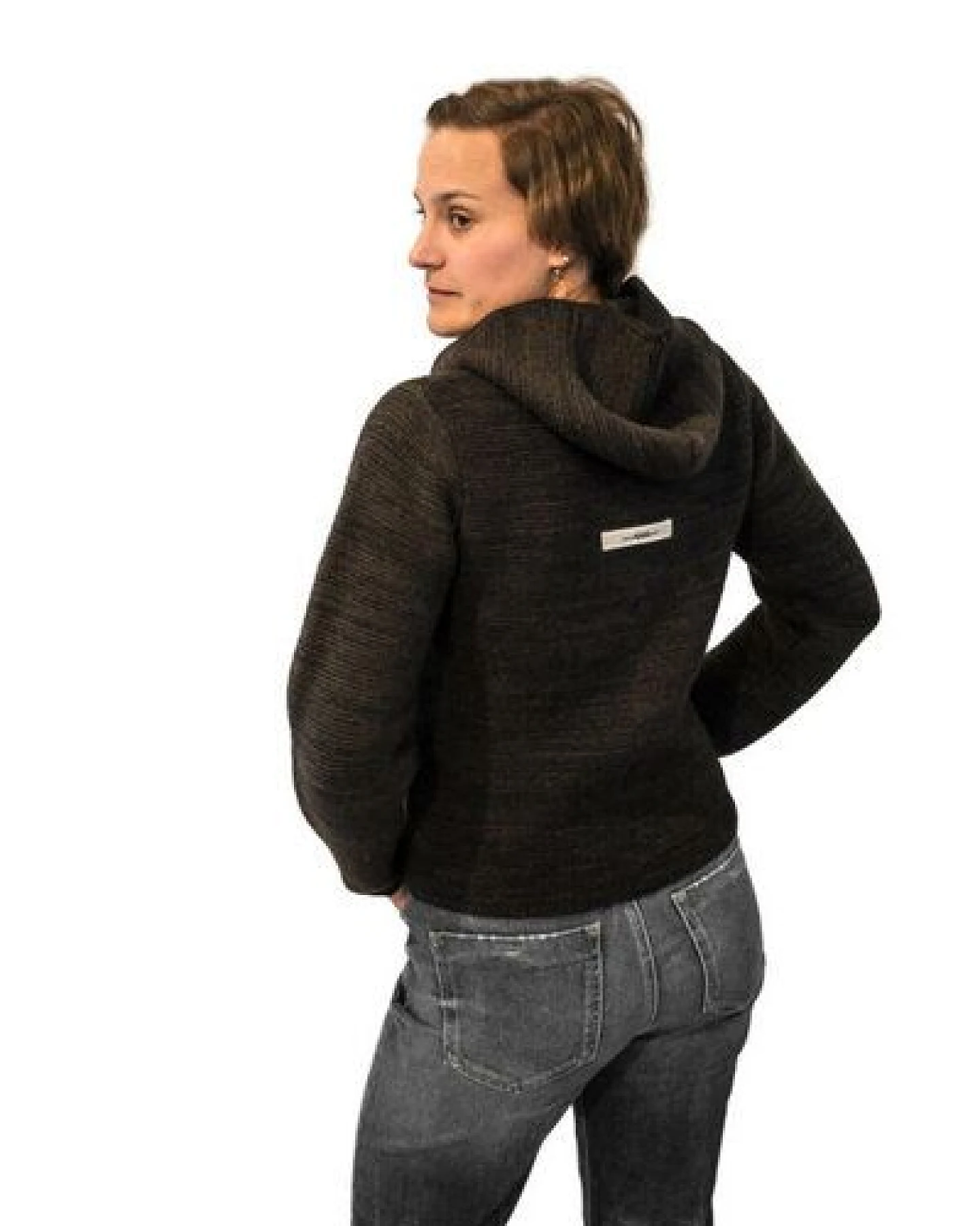 Grenzgang Damen Strickjacke EMMA mit Kapuze aus Schurwolle (kbT) – Ansicht 2
