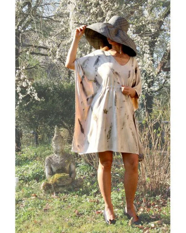 B.e Quality Naturdruck - Einheitsgröße - verstellbares Kleid, Bio-Pima Baumwolle