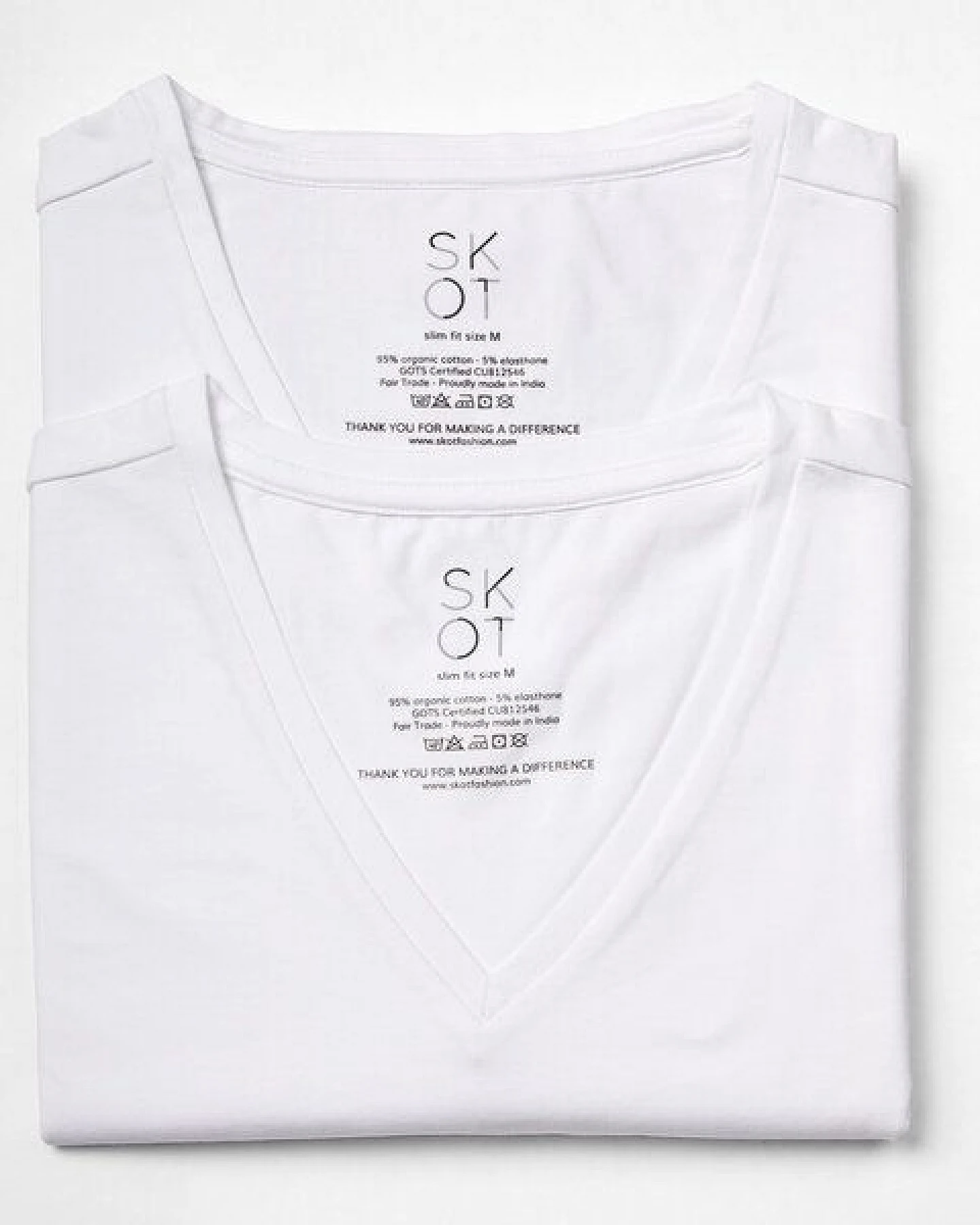 SKOT Fashion Nachhaltige T-Shirt 2-pack / Herren / V-neck / Weiß oder Schwarz – Ansicht 4