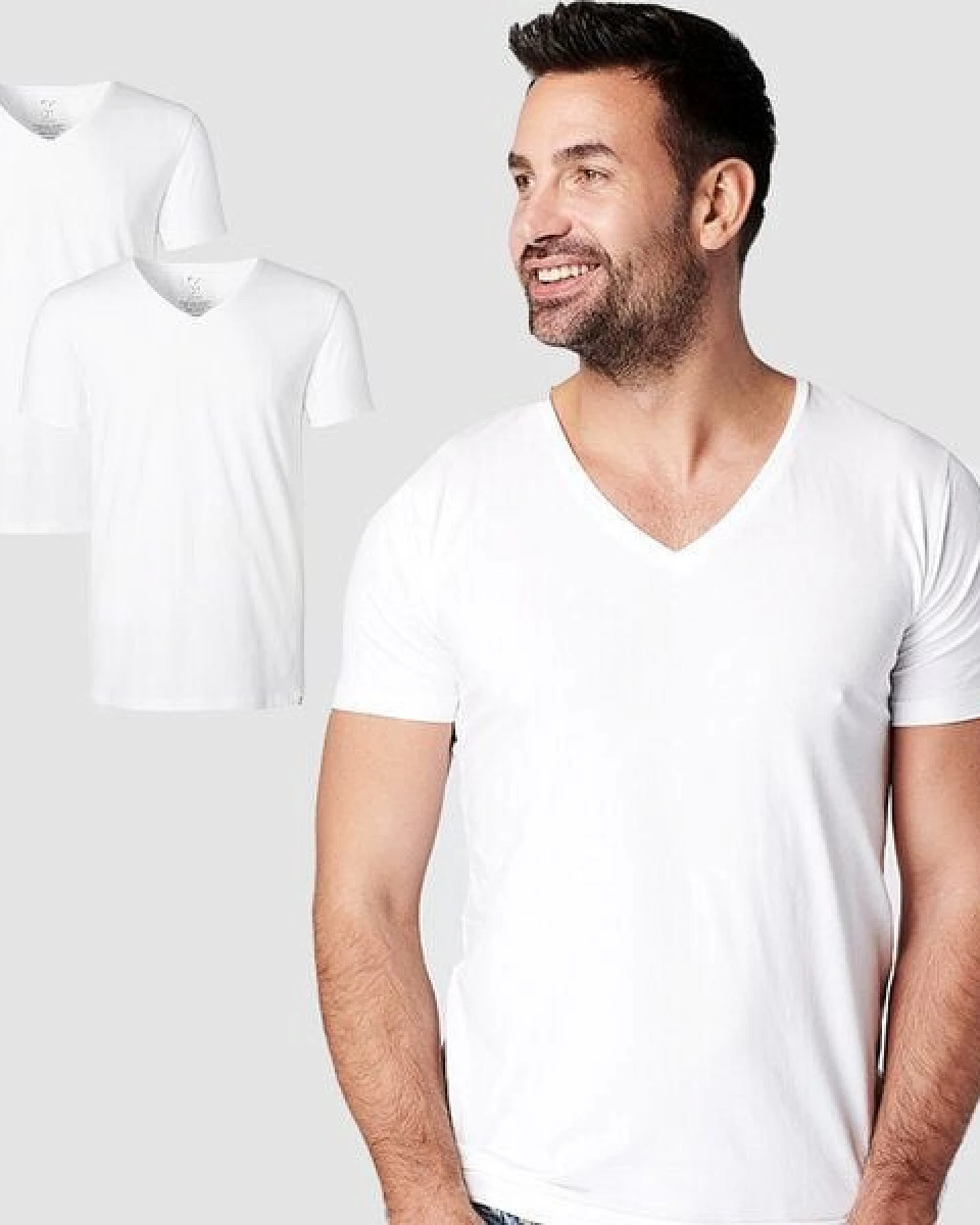 SKOT Fashion Nachhaltige T-Shirt 2-pack / Herren / V-neck / Weiß oder Schwarz – Ansicht 2