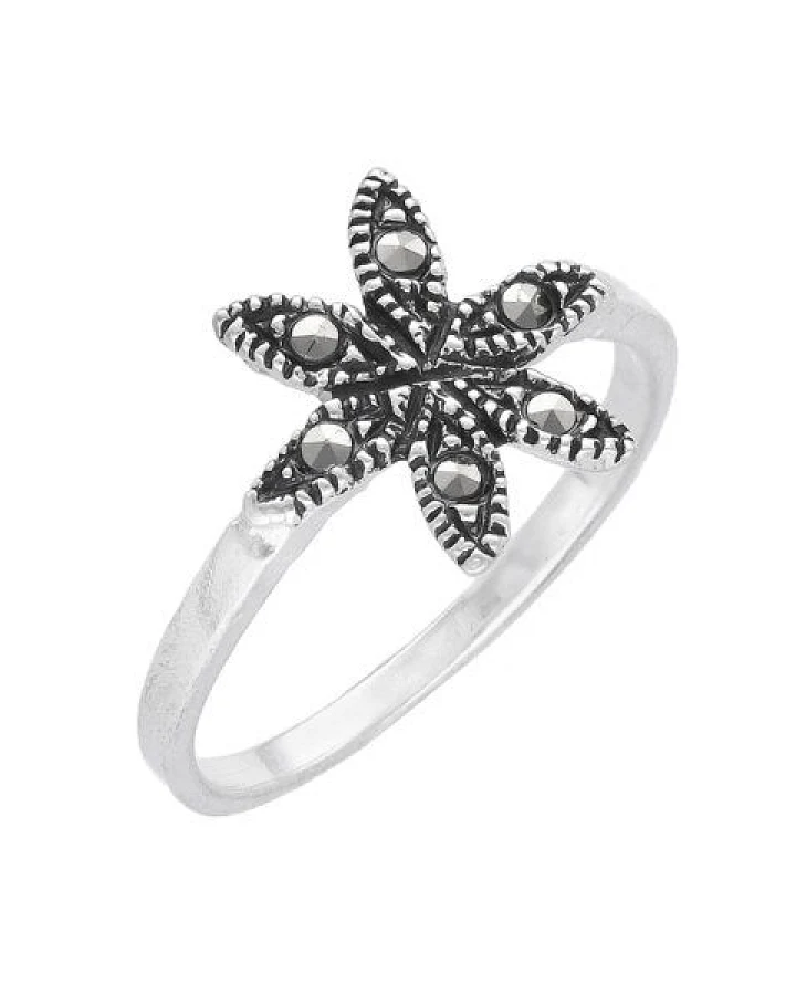 pakilia Silber Ring Blaustern-Blume Fair-Trade und handmade