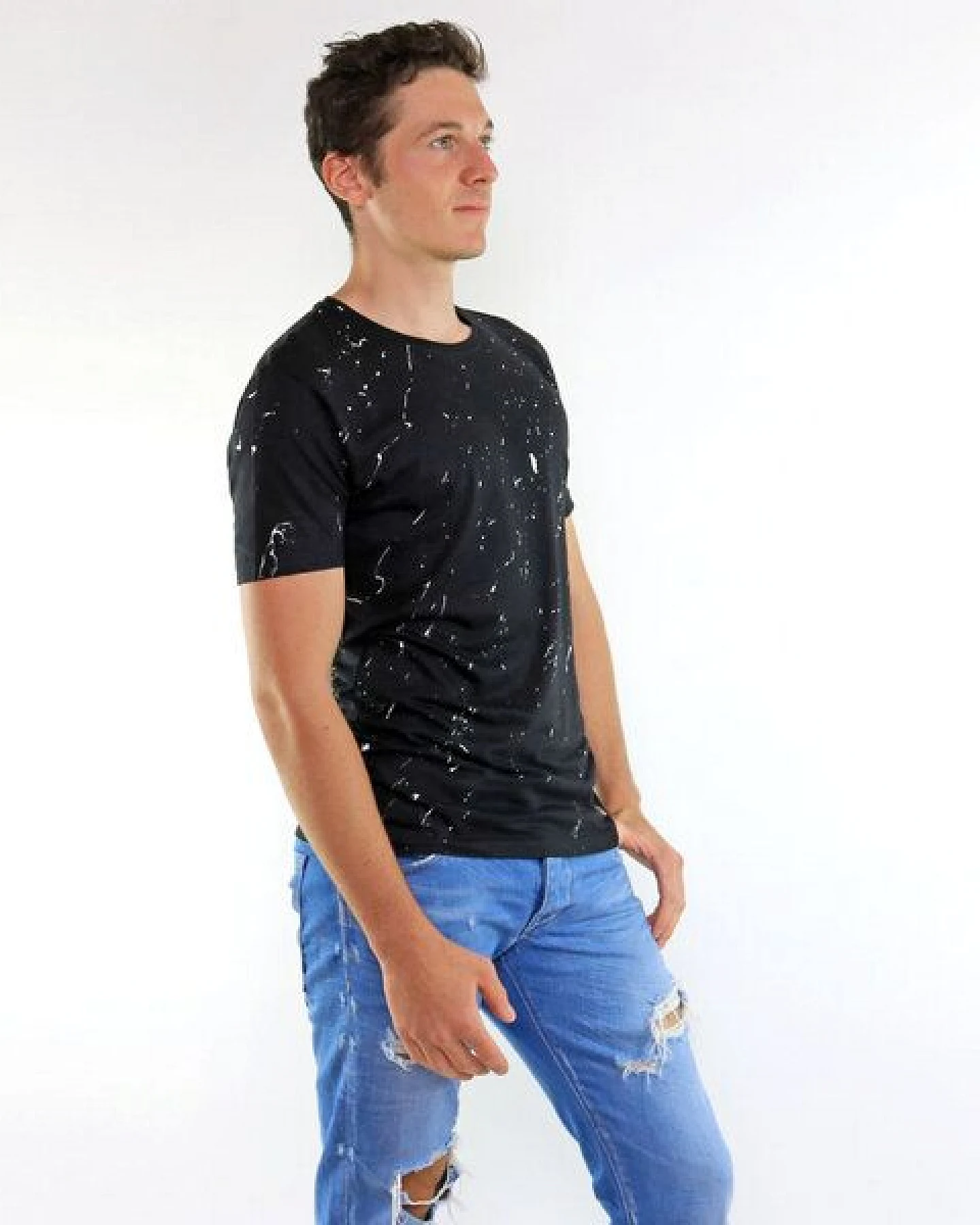 GARY MASH Shirt White Splashes aus Modal®-Mix Schwarz – Ansicht 2