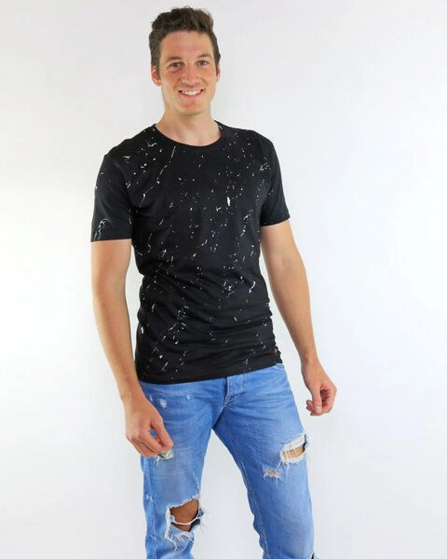 GARY MASH Shirt White Splashes aus Modal®-Mix Schwarz – Ansicht 3