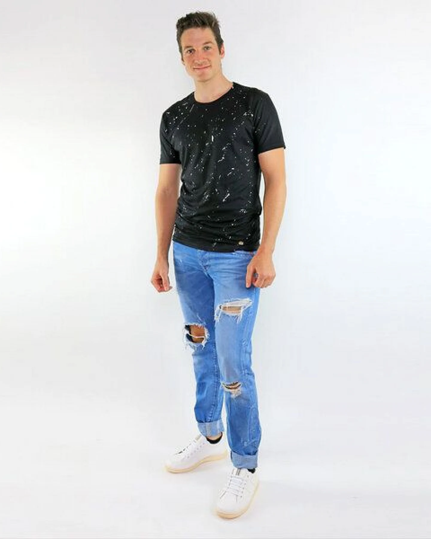 GARY MASH Shirt White Splashes aus Modal®-Mix Schwarz – Ansicht 4