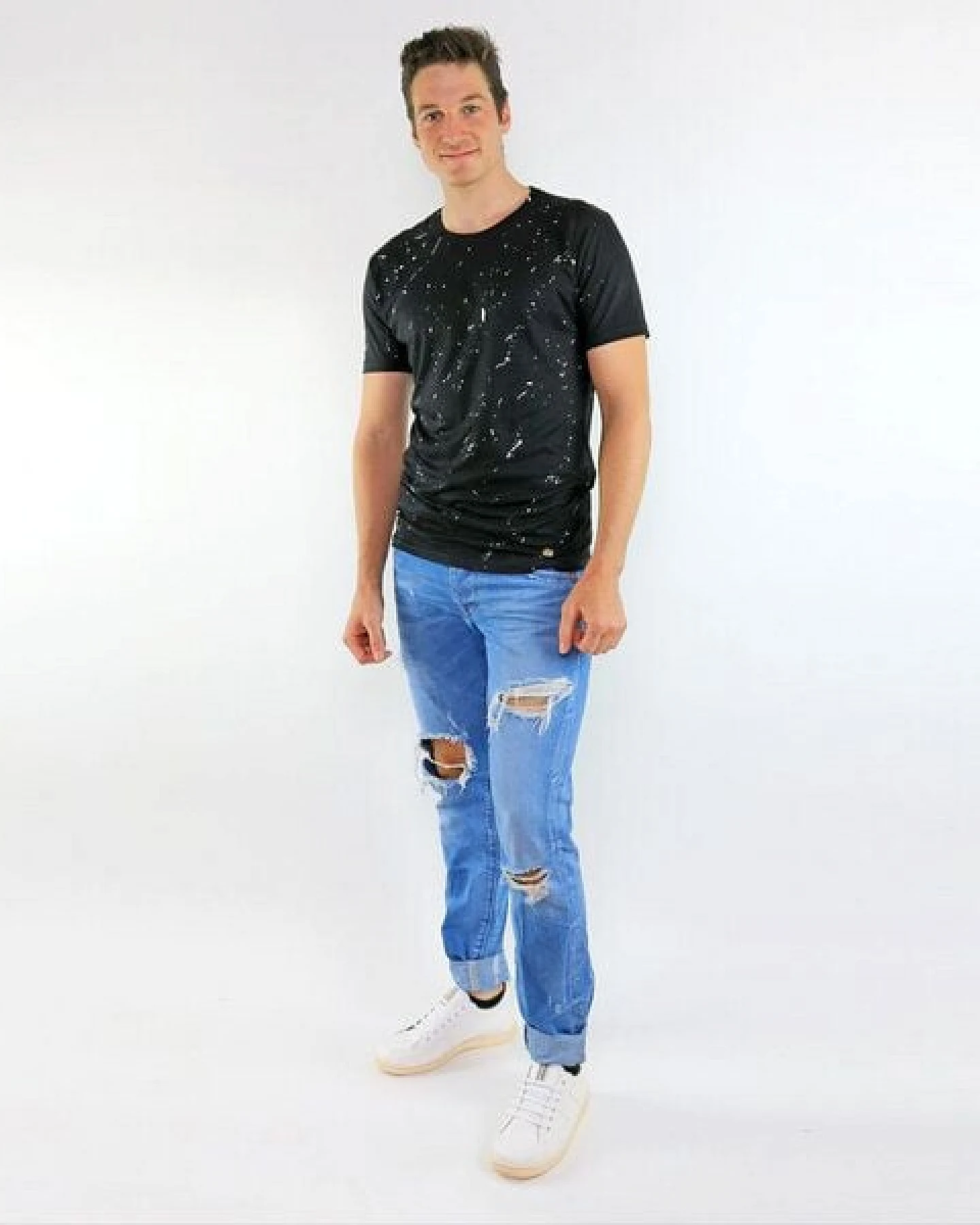 GARY MASH Shirt White Splashes aus Modal®-Mix Schwarz – Ansicht 4