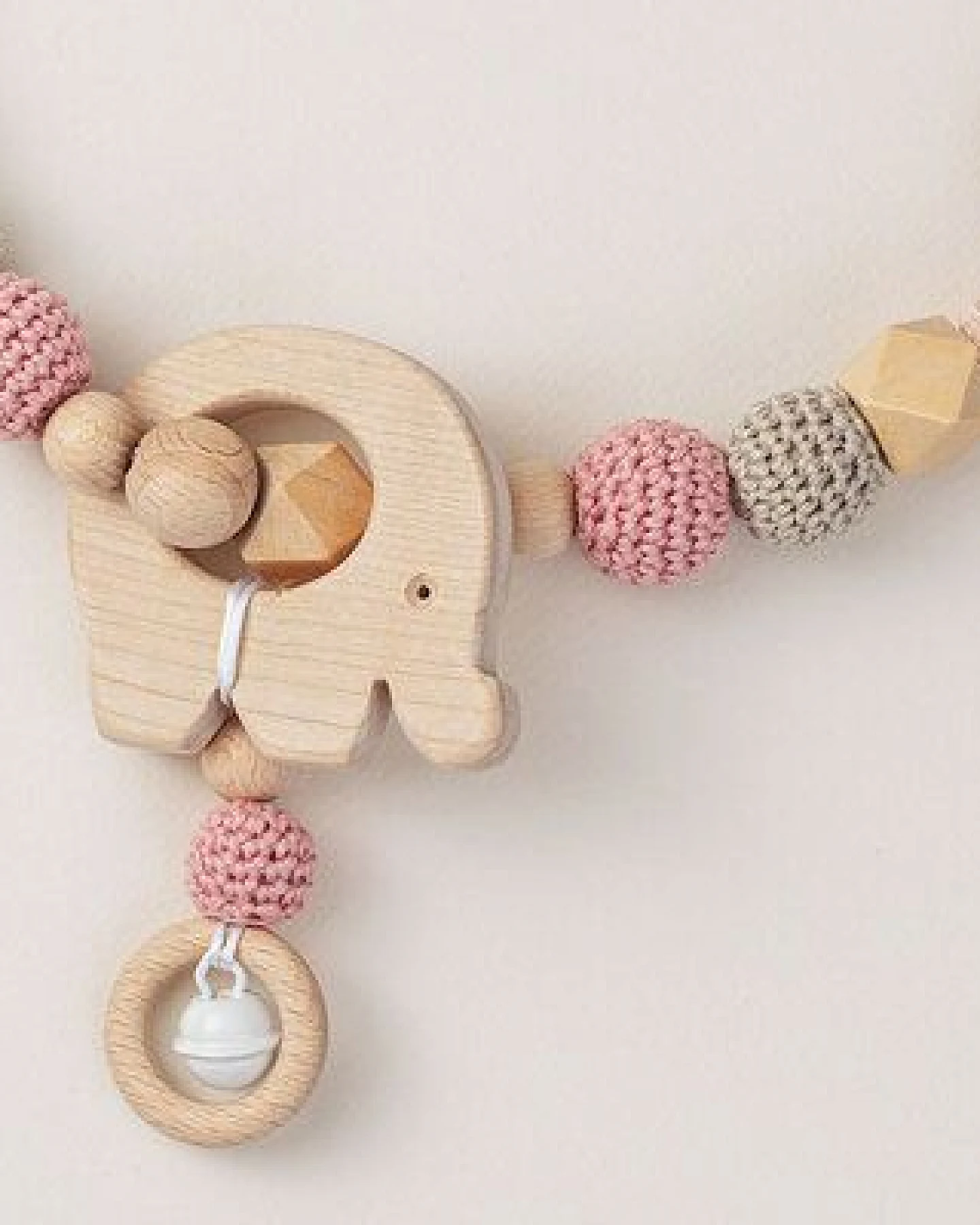 NoniKids Berlin Kinderwagenkette Holz *Elefant Glocke* 2 Farben – Ansicht 4