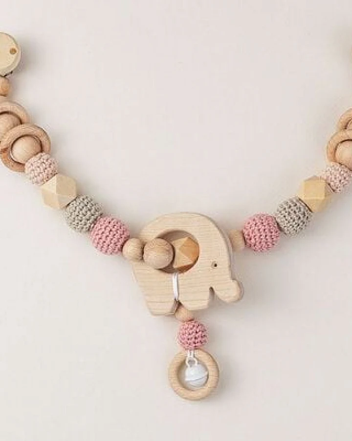 NoniKids Berlin Kinderwagenkette Holz *Elefant Glocke* 2 Farben