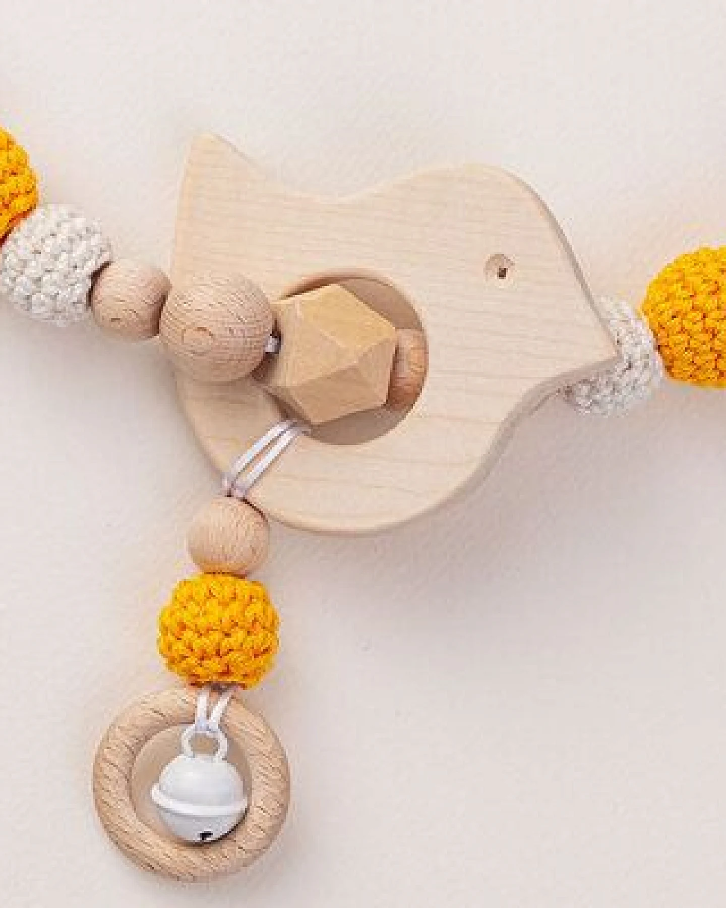 NoniKids Berlin Kinderwagenkette Holz *Vogel Glocke* 2 Farben – Ansicht 3