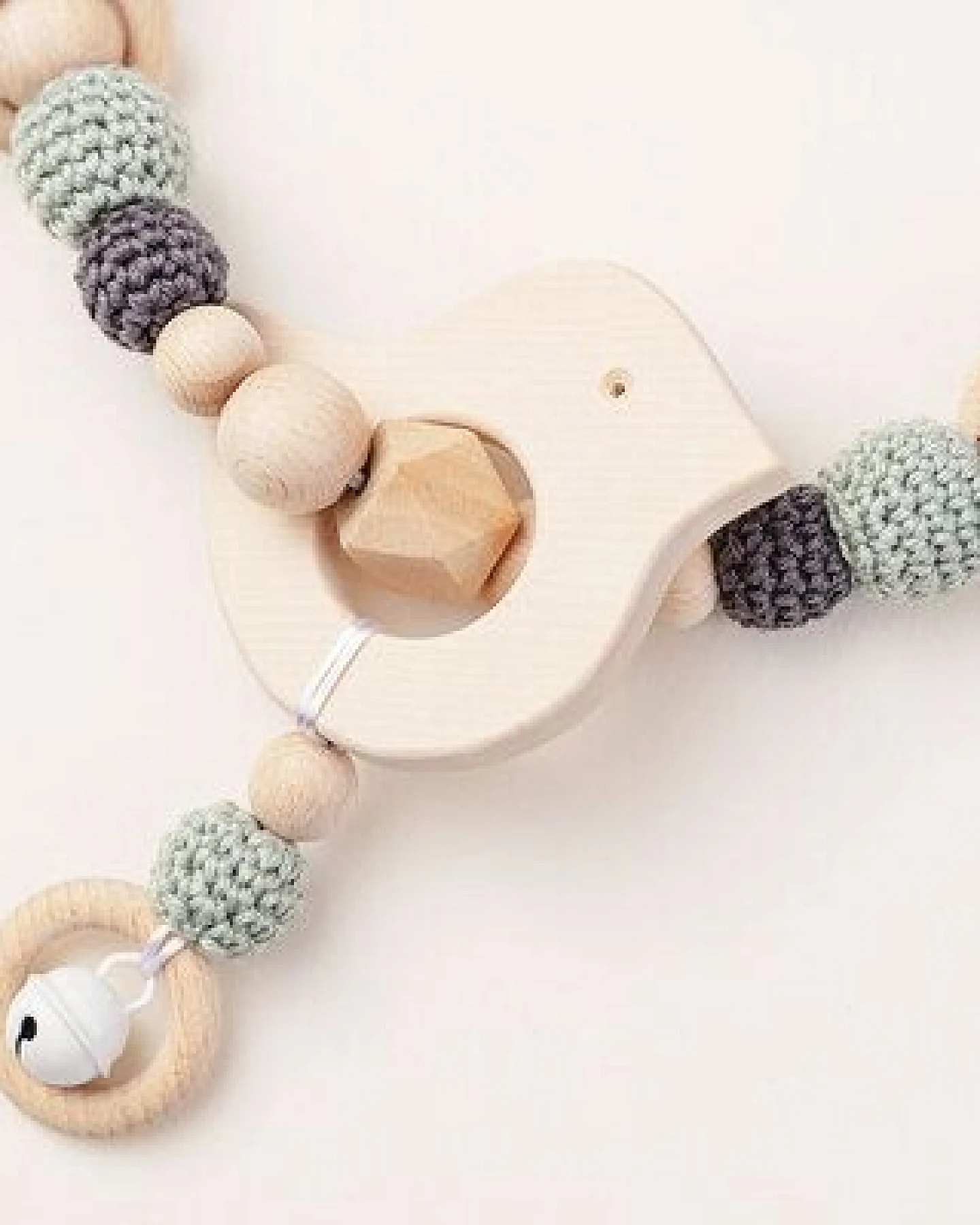 NoniKids Berlin Kinderwagenkette Holz *Vogel Glocke* 2 Farben – Ansicht 3