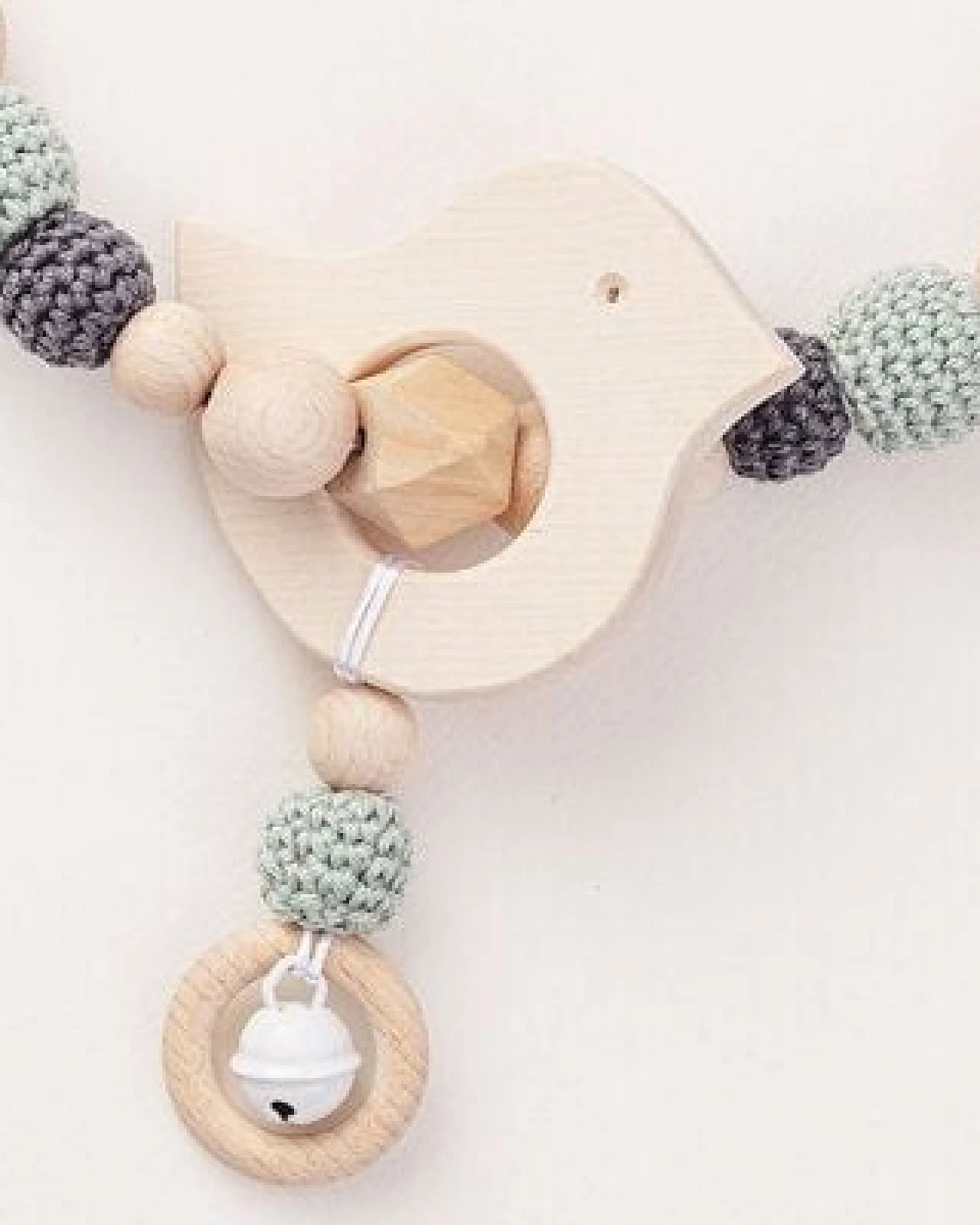 NoniKids Berlin Kinderwagenkette Holz *Vogel Glocke* 2 Farben – Ansicht 4