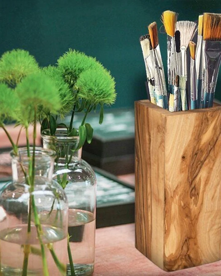 NATUREHOME Besteckhalter Stiftebox Pinselhalter Design aus Olivenholz
