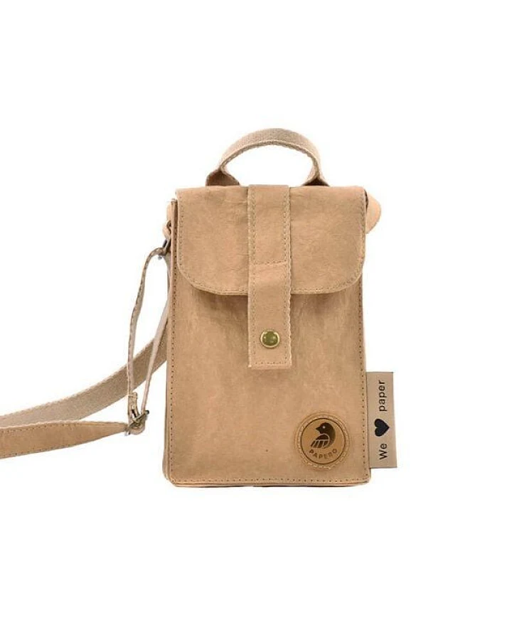 PAPERO Handy Umhängetasche aus Papier RFID Bauchtasche Pässe Bordkarten Reise